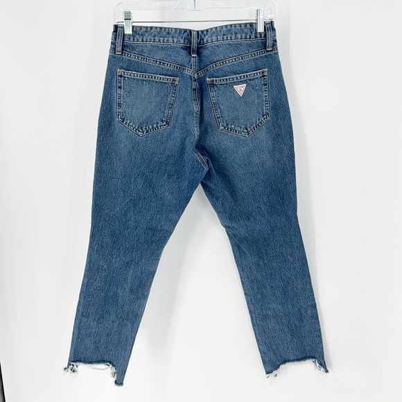 Guess It Girl high waisted deconstructed straight leg jean raw hem  versatile - Picture 7 of 9
